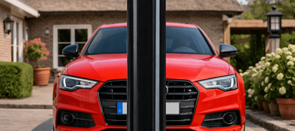 Parkeerplaatszekerheid prive Rhinosystems Installatie van Rhino parkeerpalen met slot